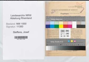 Entnazifizierung Josef Steffens, geb. 02.05.1903 (Landessekretaer)