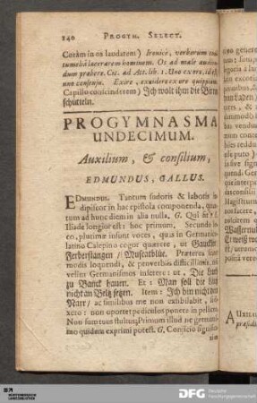 Progymnasma Undecimum. Auxilium, & consilium.