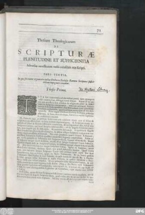Pars Tertia. In qua solvuntur argumenta quibus Doctores Ecclesiae Romanae Scripturae sufficientiam impugnare conantur.