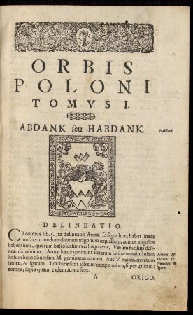 Orbis Poloni Tomvs I.