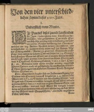 Von den vier unterschiedlichen Zeyten dieses 1587. Jars.