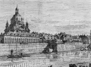 Dresden vom rechten Elbufer oberhalb der Augustusbrücke