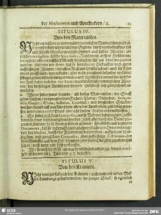 Titulus IV. Von den Materialisten