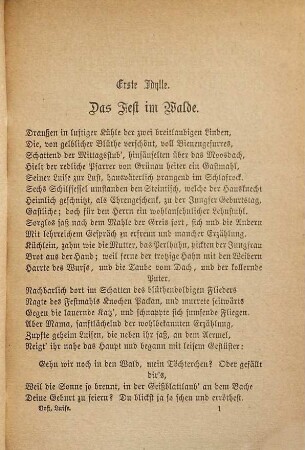 Poetische Werke, 1. Luise, ein ländliches Gedicht in drei Idyllen