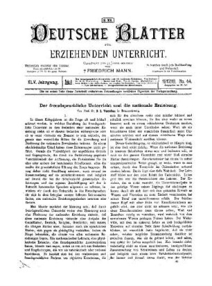Der fremdsprachliche Unterricht und die nationale Erziehung