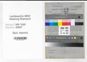 Entnazifizierung Heinrich Stich , geb. 10.05.1903 (Wachtmeister)