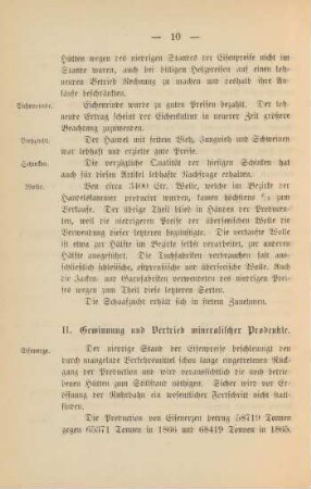 II. Gewinnung und Vertrieb mineralischer Produkte.