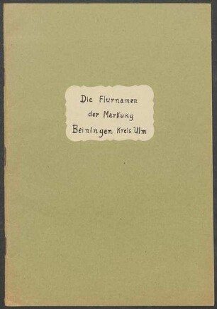 2 Fragebogen und Karte Beiningen, OA Blaubeuren
