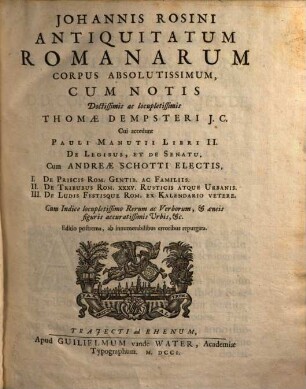 Antiquitatum Romanarum corpus absolutissimum