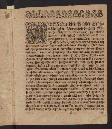 2r-8v, Copey Aller Vnterthenigsten Schreibens...