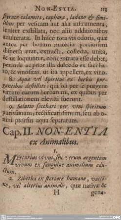Cap. II. NON-ENTIA ex Animalibus.