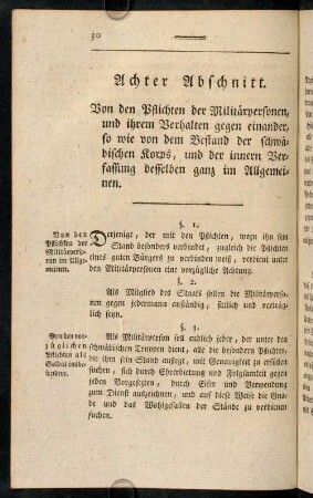 30-34, Achter Abschnitt. Von den Pflichten der Militaerpersonen, ...