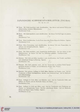 F. Japanische Schwertstichblätter (Nr. 187-206)