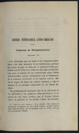 Derecho Internacional Latino-Americano - Congresos de Plenipotenciarios, Conclusion (1)