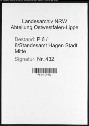 Sterberegister Standesamt Hagen-Mitte