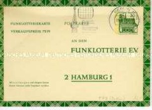 Postkarte zur Teilnahme an einer Lotterie