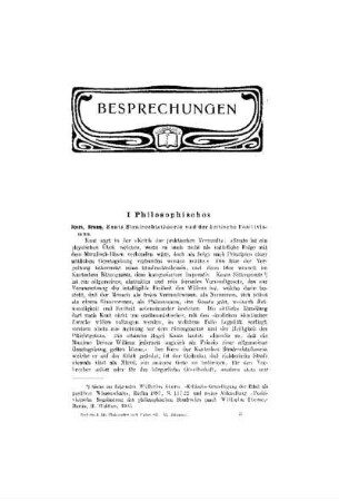 Besprechungen : Philosophisches