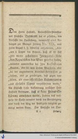 Antwort auf Herrn Hofrath Bodmanns und Hofrath von Reiders Auffoderung.