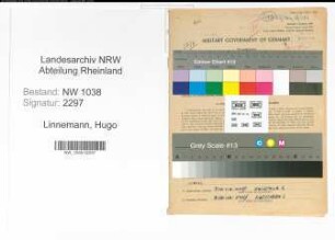 Entnazifizierung Hugo Linnemann , geb. 04.09.1888 (Bahnbeamter)