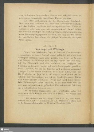 Abschnitt 5. Von Jagd und Wildgehege