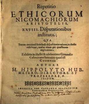 Repetitio ethicorum Nicomachiorum Aristotelis XXVIII