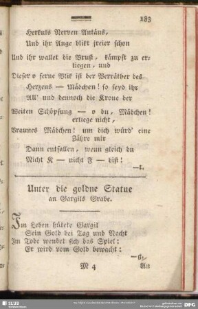 Unter die goldne Statue an Gargils Grabe