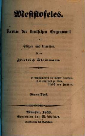 Mefistofeles : Revue d. dt. Gegenwart in Skizzen u. Umrissen. 4. 1843
