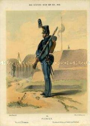 Uniformdarstellung, Pionier, Österreich, 1835/1848. Tafel 104 aus: Gerasch: Das Oesterreichische Heer.