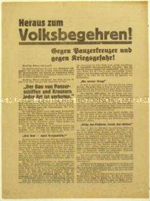 Aufruf der KPD zur Teilnahme am Volksbegehren gegen den Panzerkreuzerbau 1928
