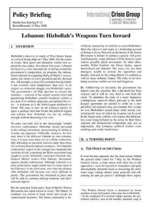 Lebanon: Hizbollah's weapons turn inward