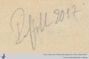 [Provenienz]: Raffelt, Albert
