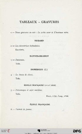Tableaux - Gravures (Nr. 1-18)