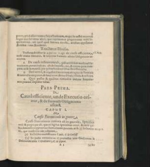 Caput I. De Causis Executionis in genere.
