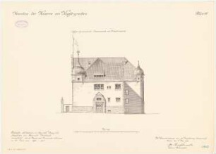 Kaserne Kaiser-Alexander-Gardegrenadier-Regiment (Am Kupfergraben), Berlin: Offizier-Speiseanstalt: Seitenansicht 1:100