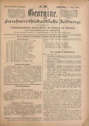 Zweiundsechzigster Jahrgang. No. 17. Insterburg, 26. April 1894.