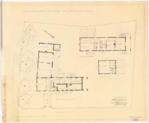 Garten Noebel, Berlin-Frohnau: Grundrisse Erdgeschoss, Obergeschoss und Dachgeschoss 1:100 (Zeichnung des Architekten)