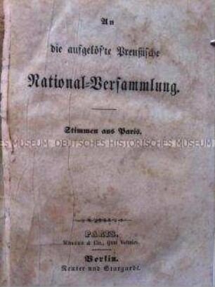 Streitschrift an die Preußische Nationalversammlung zur Polnischen Frage