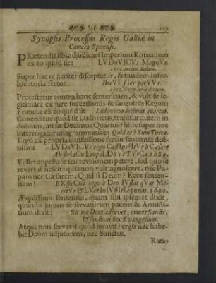 Synopsis Processus Regis Galliae in Camera Spirensi.