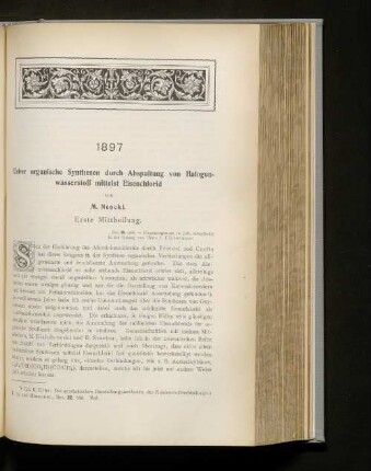 1897. Ueber organische Synthesen durch Abspaltung von Halogenwasserstoff mittelst Eisenchlorid.