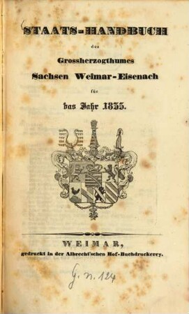 Staatshandbuch für das Großherzogtum Sachsen. 1835