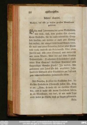 Achtes Kapitel. Sachen, die alle zu diesem großen Abentheuer gehören.