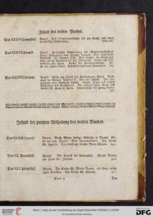 Inhalt der zweyten Abtheilung des dritten Bandes