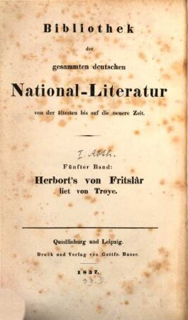 Herbort's von Fritslâr liet von Troye