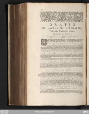 Oratio De Sacrarum Literarum Praestantiâ, & multiplici utilitate. Habita Lug. Bat. XXV. April. 1624.