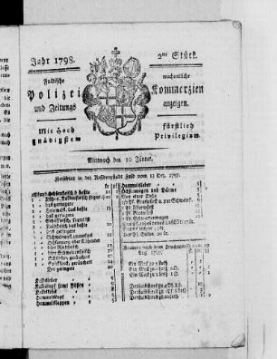 2tes Stück, Ausgabe vom 10. Januar 1798