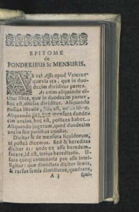 Epitome de Ponderibus & Mensuris.
