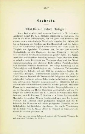 Hofrat Dr. h. c. Richard Blezinger ✝
