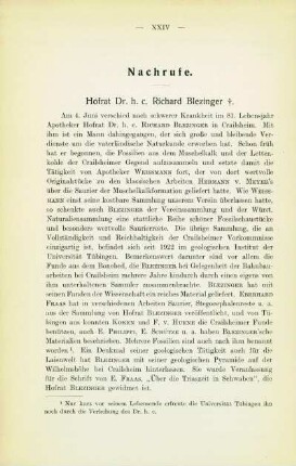 Hofrat Dr. h. c. Richard Blezinger ✝