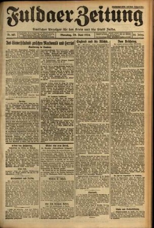 Erste Ausgabe vom Dienstag, den 24. Juni 1924.