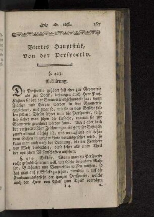 Viertes Hauptstük, Von der Perspectiv.